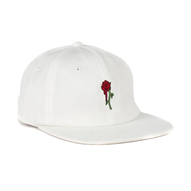 Rose 6 Panel Unstructured Hat (White)