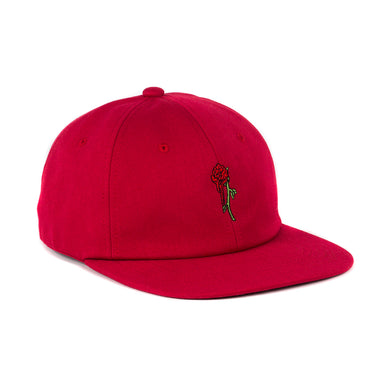 Rose 6 Panel Unstructured Hat (Red)